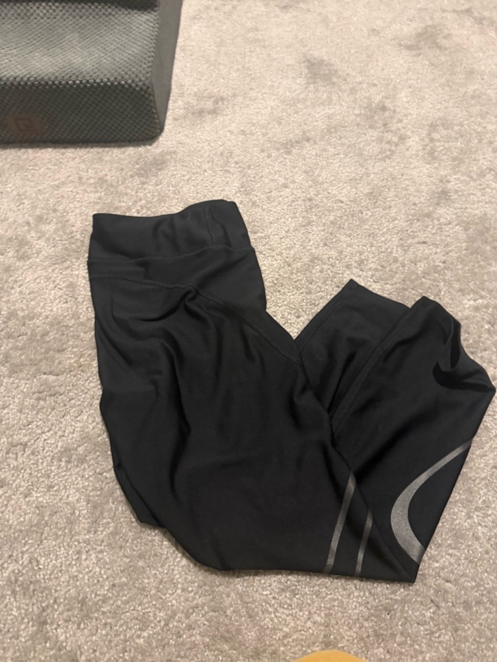 Black Athletic Leggings with Reflective Detail